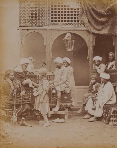 Egyptian Family in a Courtyard, 1893 by English Photographer